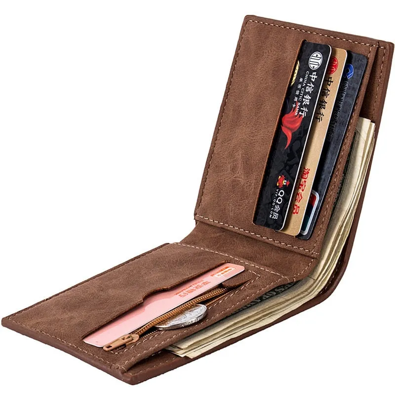 2023 New Fashion PU Leather Men's Wallet With Coin Bag Zipper Small Money Purses Dollar Slim Purse New Design Money Wallet