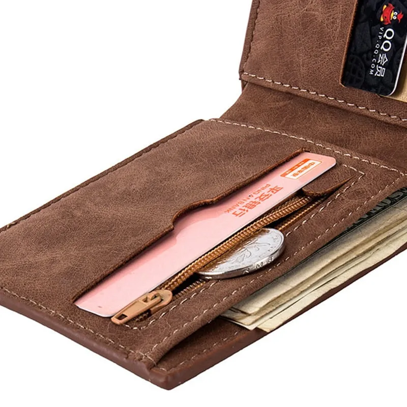 2023 New Fashion PU Leather Men's Wallet With Coin Bag Zipper Small Money Purses Dollar Slim Purse New Design Money Wallet