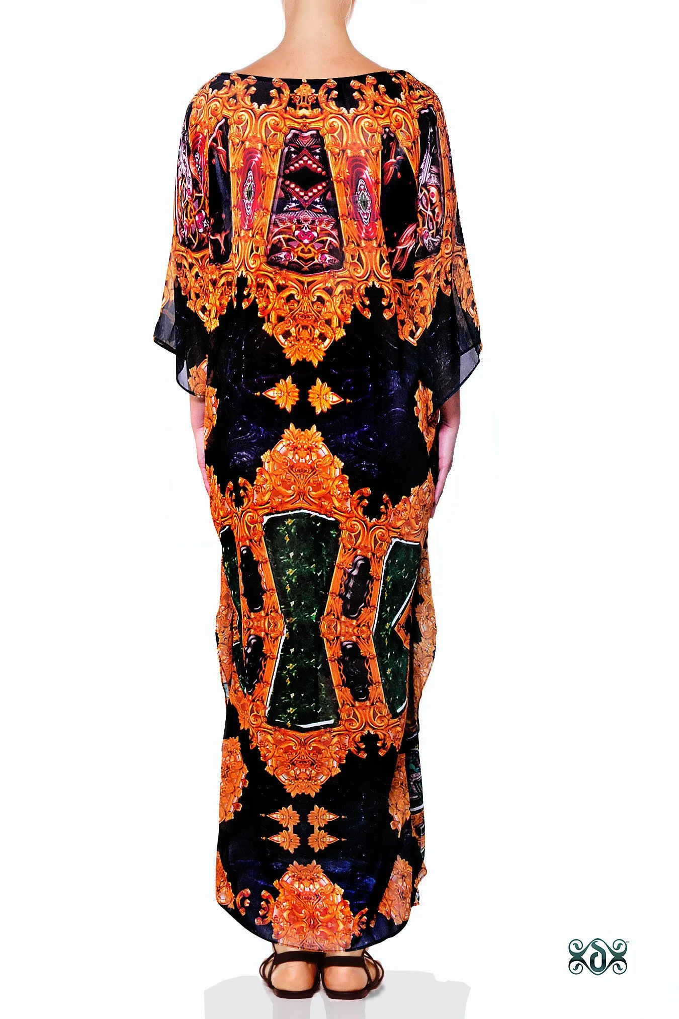 AURUM 79 Deep Golden Ornate Devarshy Long Embellished Kaftan - 1116A