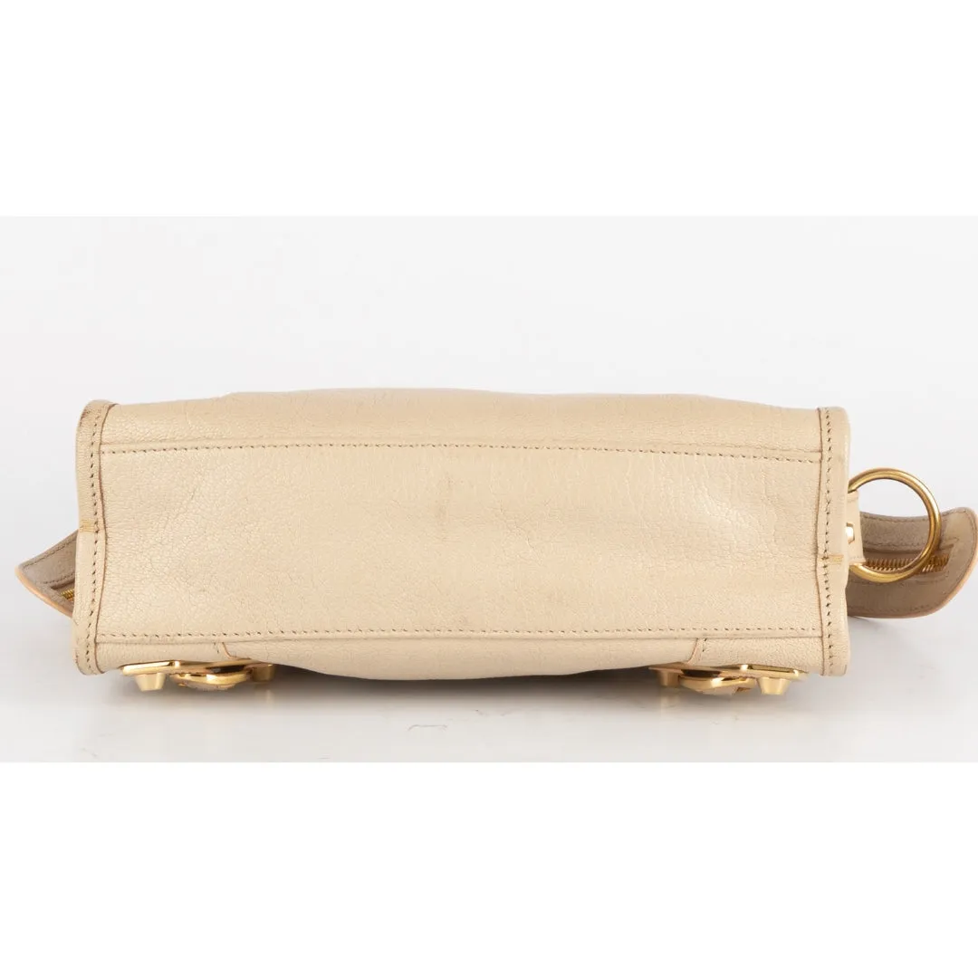 Balenciaga Beige Leather Mini Classic Metallic Edge City Bag
