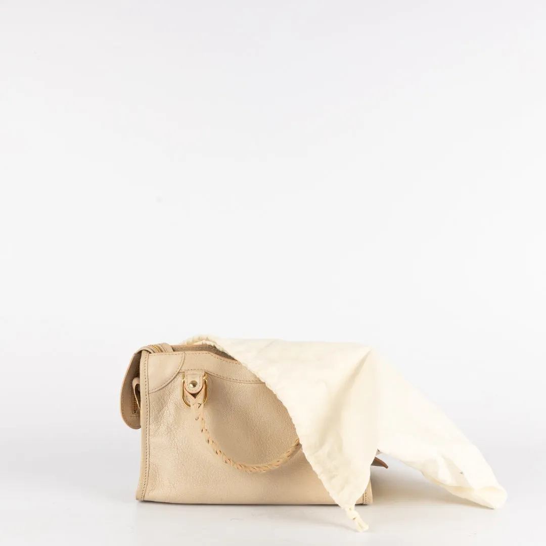 Balenciaga Beige Leather Mini Classic Metallic Edge City Bag