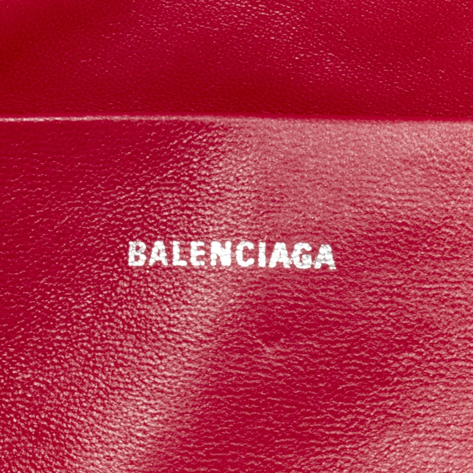 BALENCIAGA Demna logo red black dyed merino lamb shearling zip clutch bag