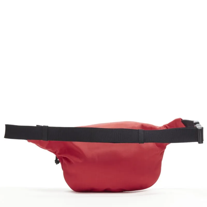 BALENCIAGA Explorer red nylon logo dual pocket waist belt pack crossbody bag