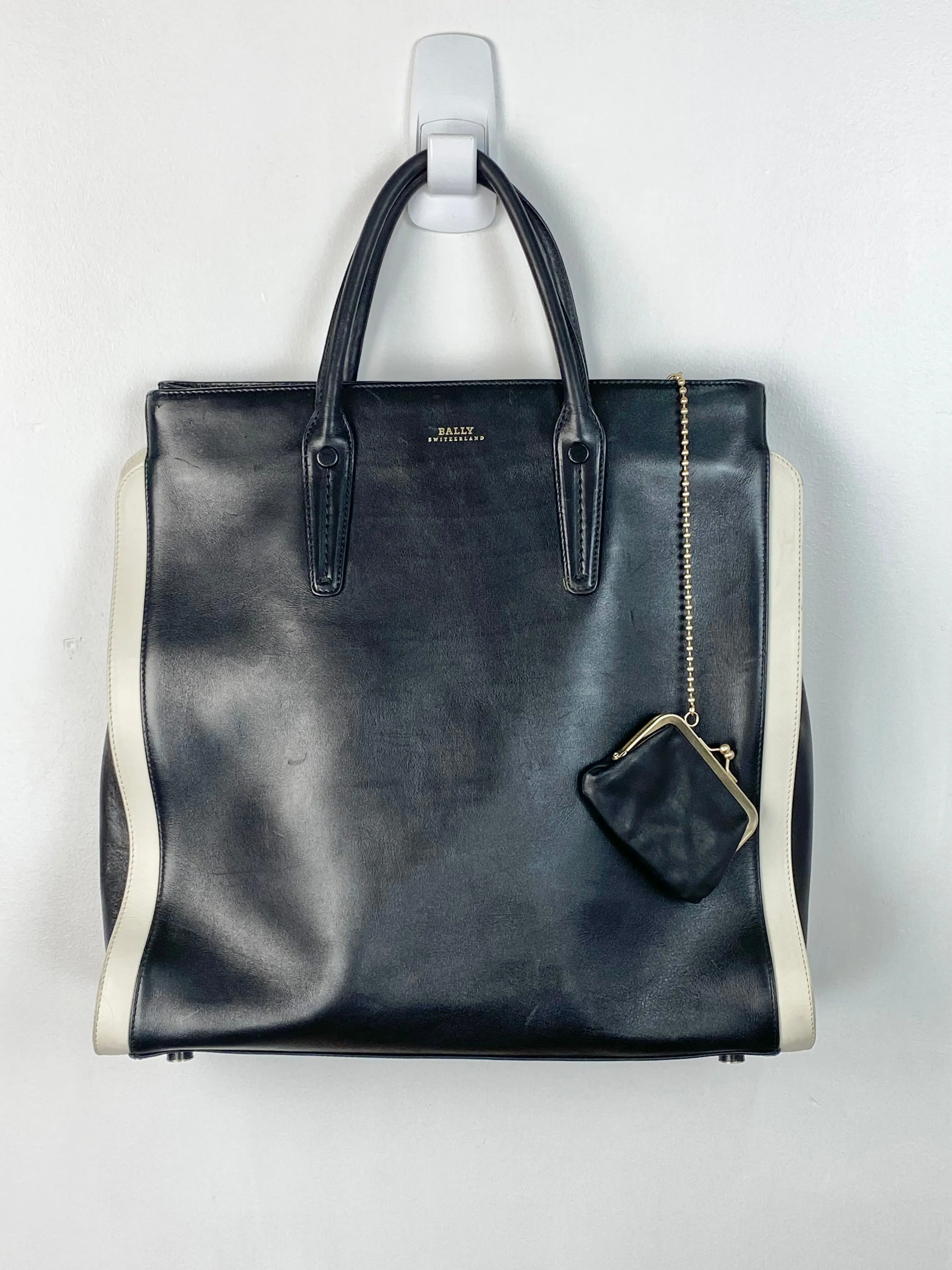 Bally Large Monochromatic Leather Tote Bag