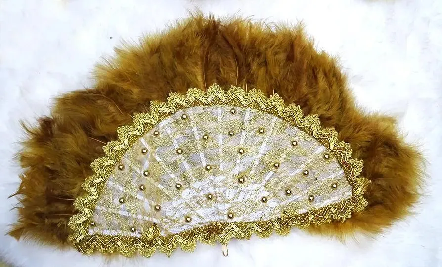 Beautiful Detailed Champagne Gold Hand fan wedding African Traditional engagement Handfan