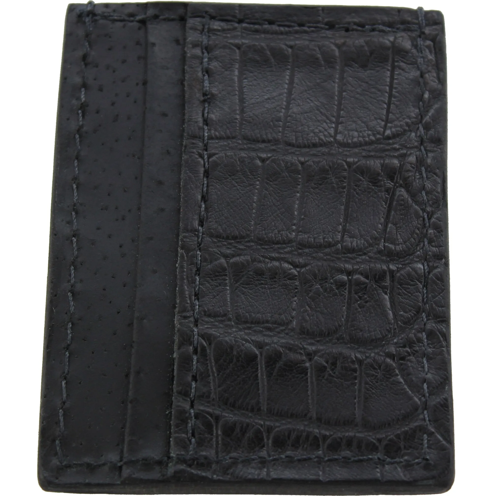 Black Alligator Money Clip Wallet With Credit Card Slots