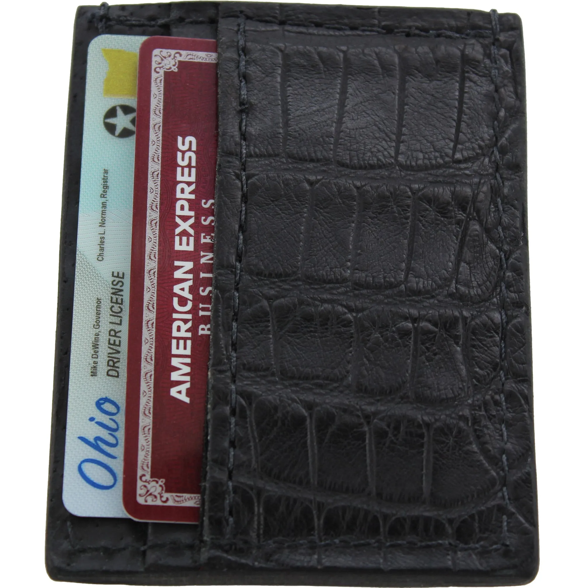 Black Alligator Money Clip Wallet With Credit Card Slots