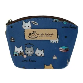 Blue Meow Cat Shell Keychain Coin Purse