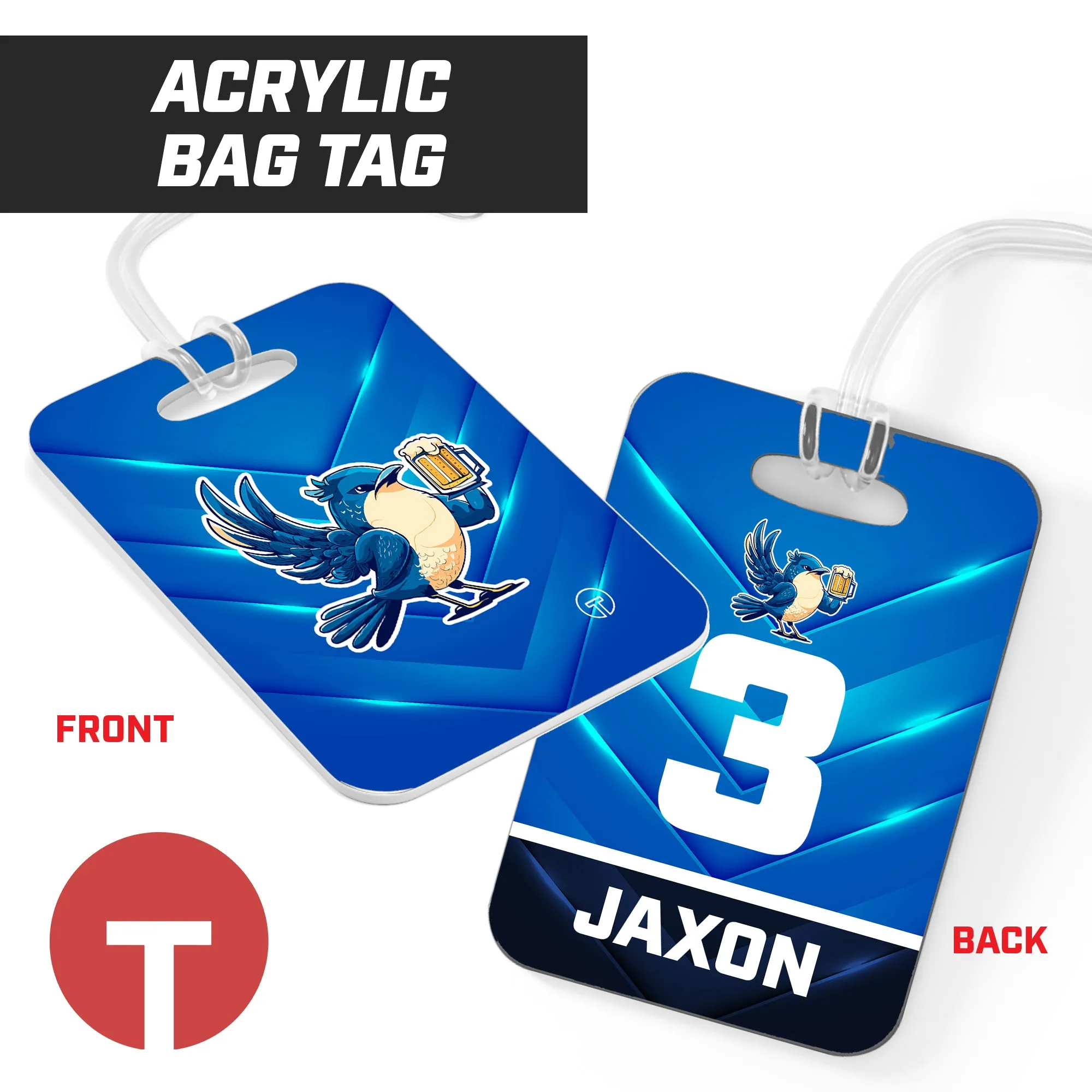 Bluebirds - Hard Acrylic Bag Tag