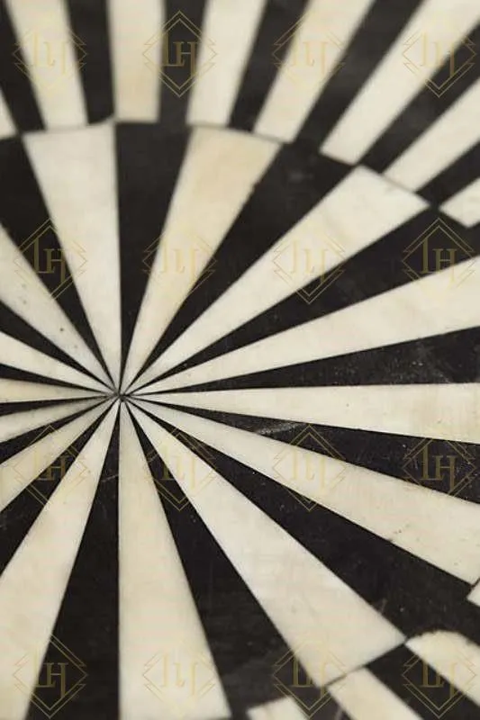 Bone Inlay Round Stripe Coffee Table Black