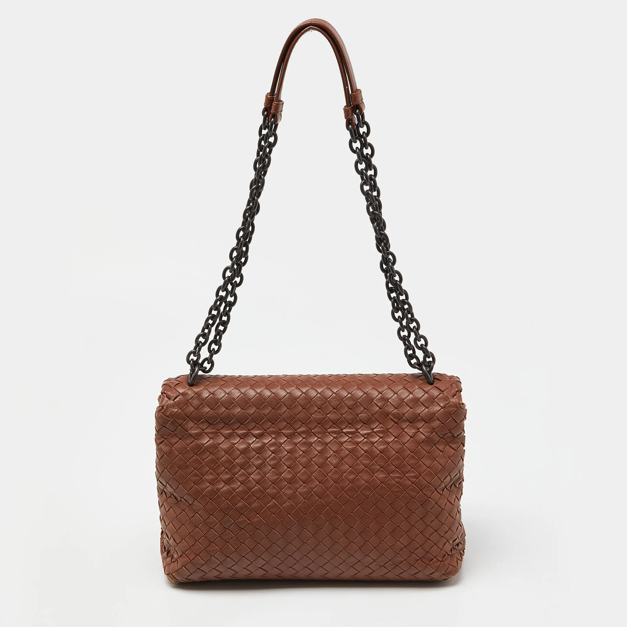 BOTTEGA VENETA Brown Intrecciato Leather Olimpia Shoulder Bag