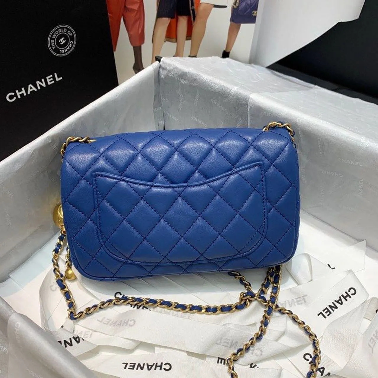 CHLFlap Bag With CHLBall On Strap Blue For Women, Women&#8217;s Handbags, Shoulder And Crossbody Bags 7.8in/20cm AS1787