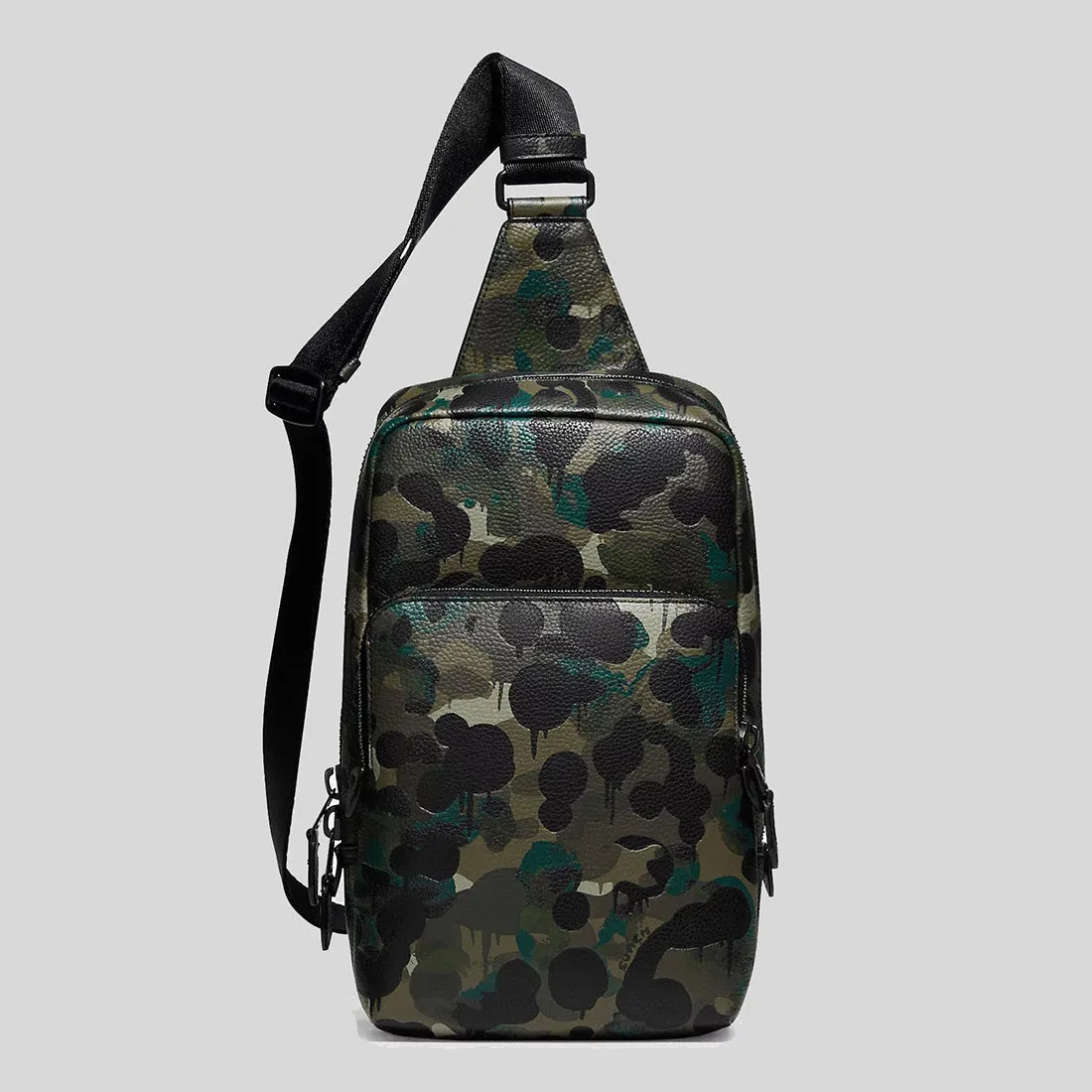 COACH Gotham Pack With Camo Print Matte Black/Green/Blue C5334