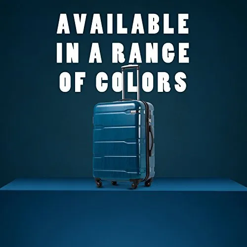 Coolife Luggage Expandable 3 Piece Sets PC ABS Spinner Suitcase-Caribbean Blue