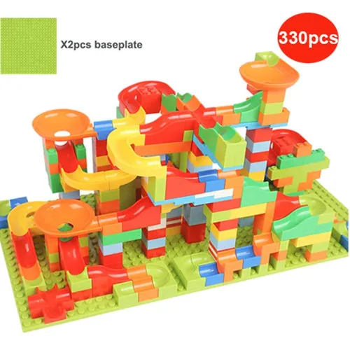 Creative Marble Race Track Building Set - 165/330pcs Fun Blocks