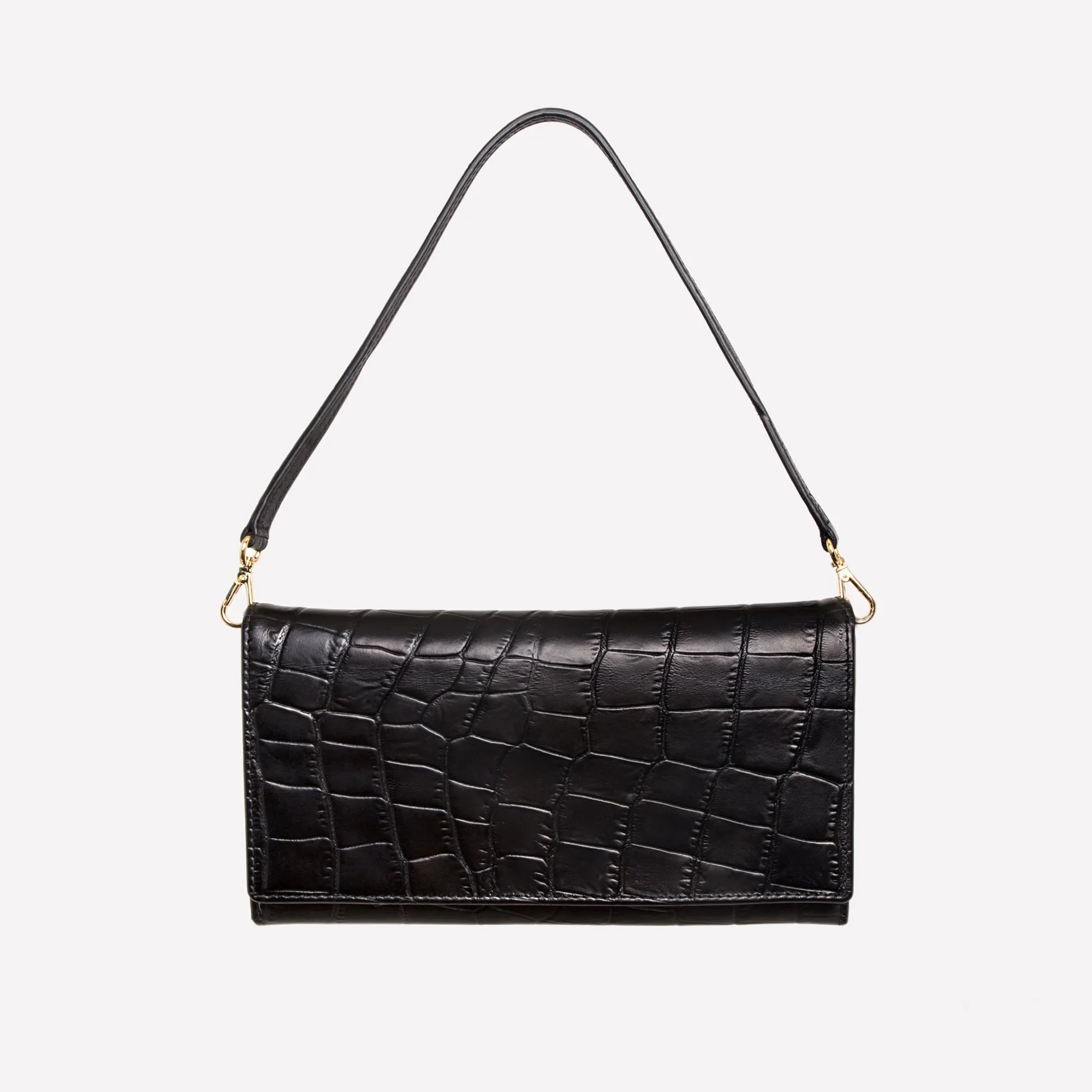 Croco Large Flap-Over Purse