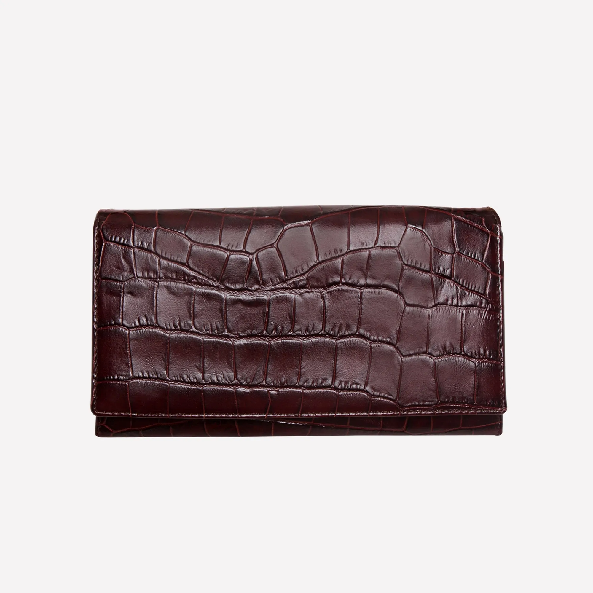 Croco Large Flap-Over Purse
