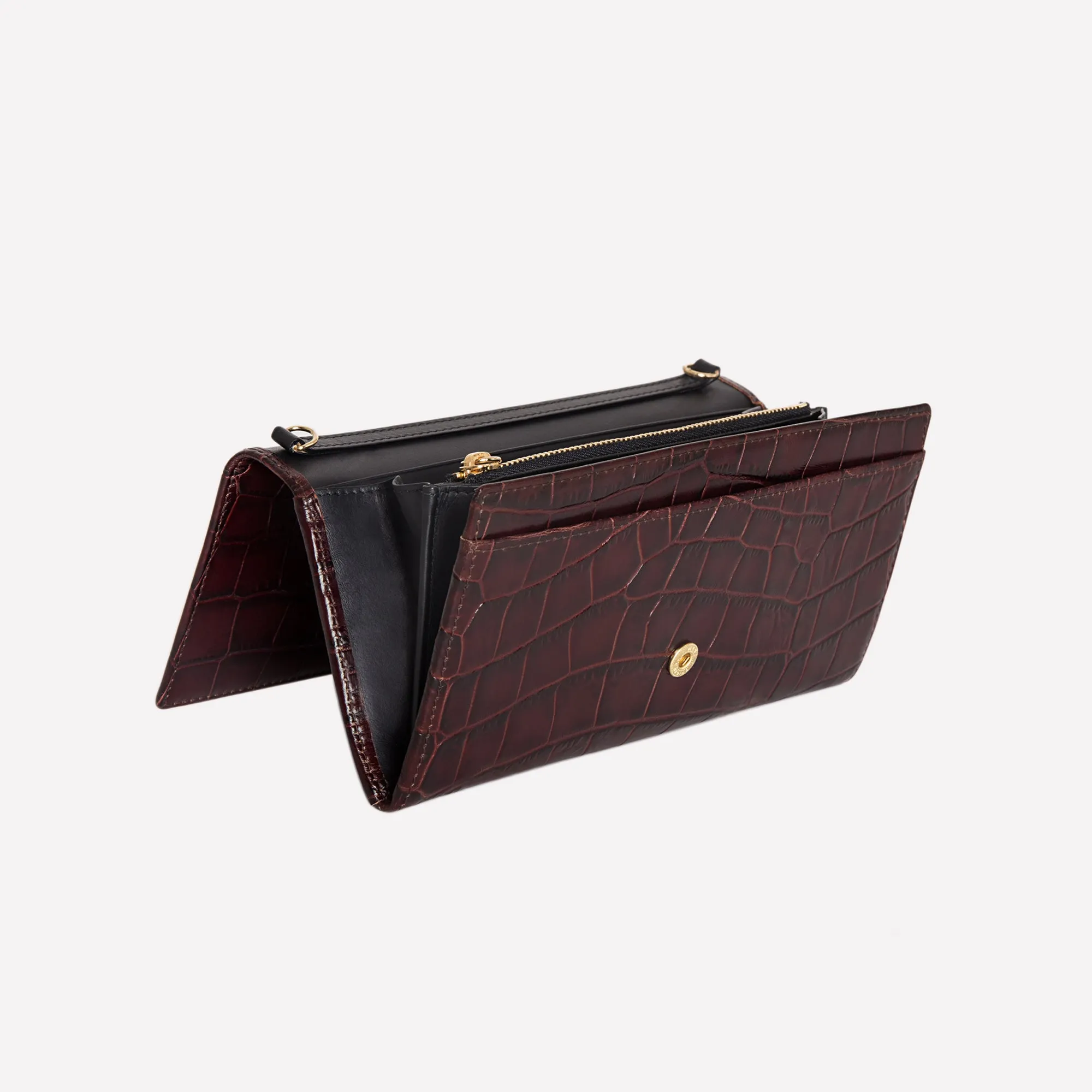 Croco Large Flap-Over Purse