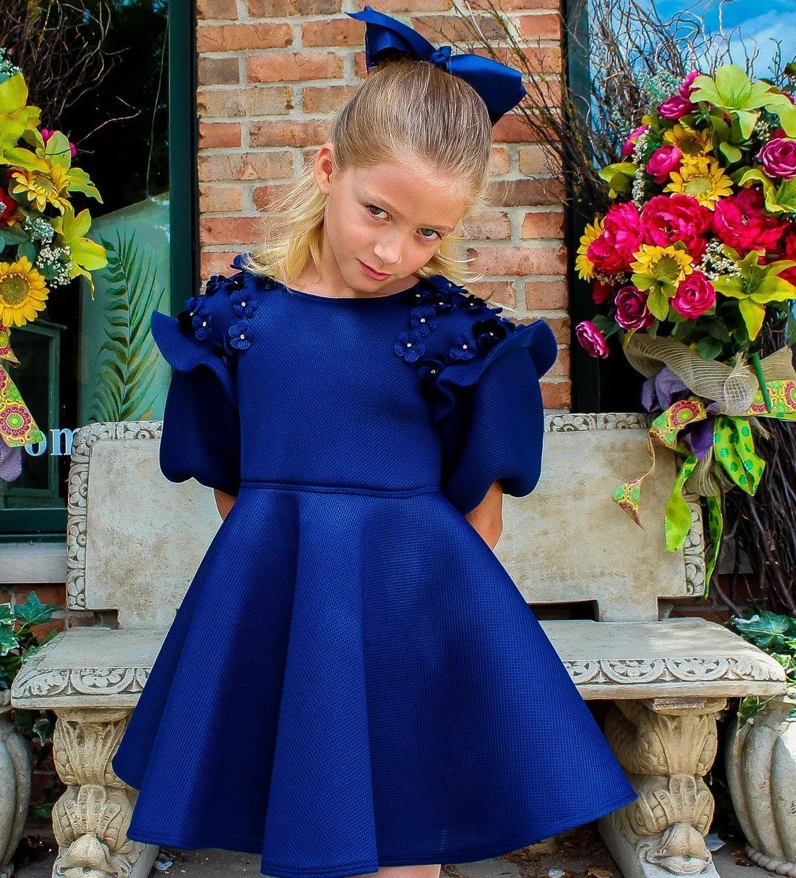 David Charles London Navy Flower Dress