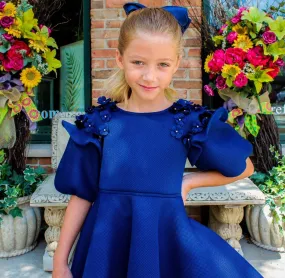 David Charles London Navy Flower Dress