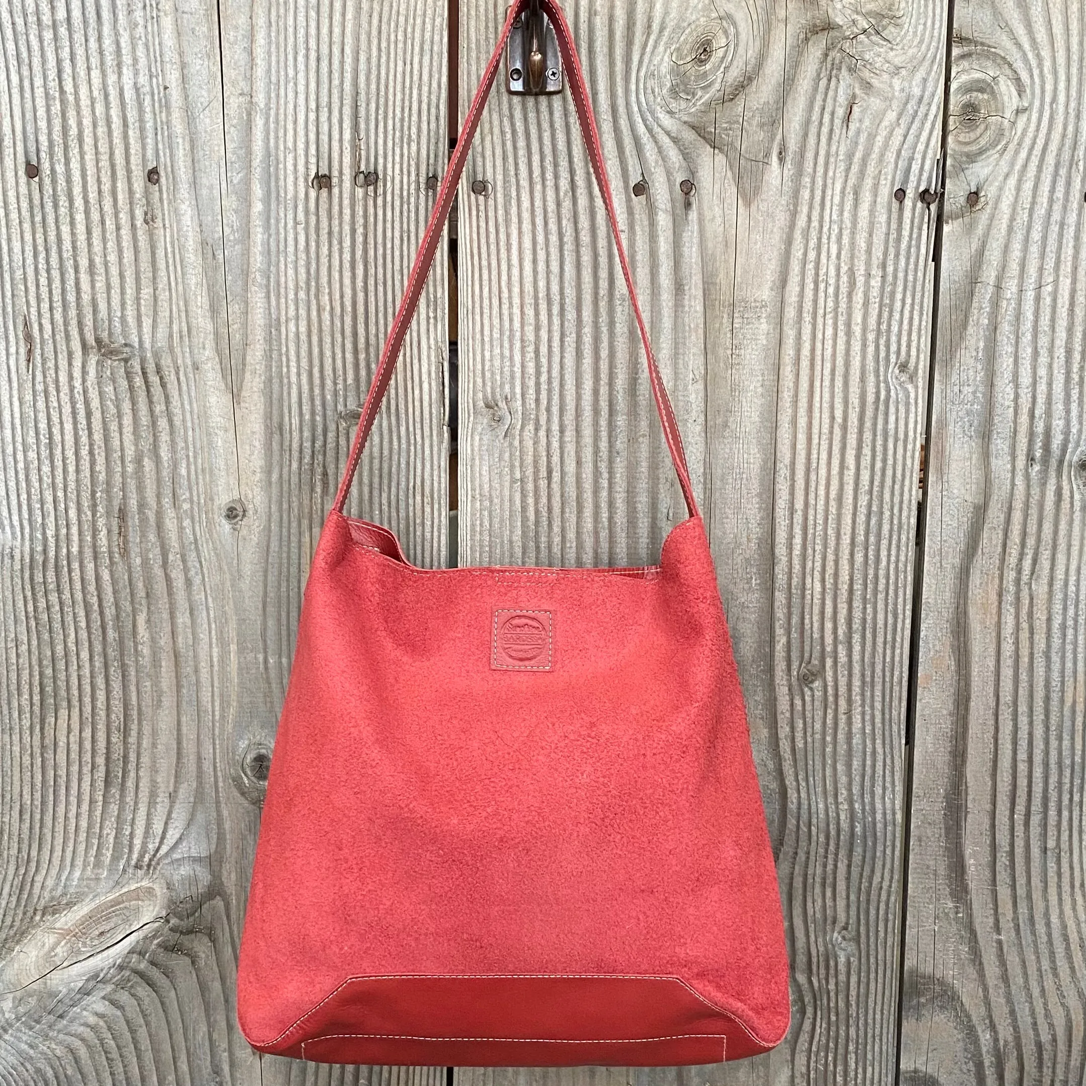 Drink Bottle Pocket Suede & Leather Tote