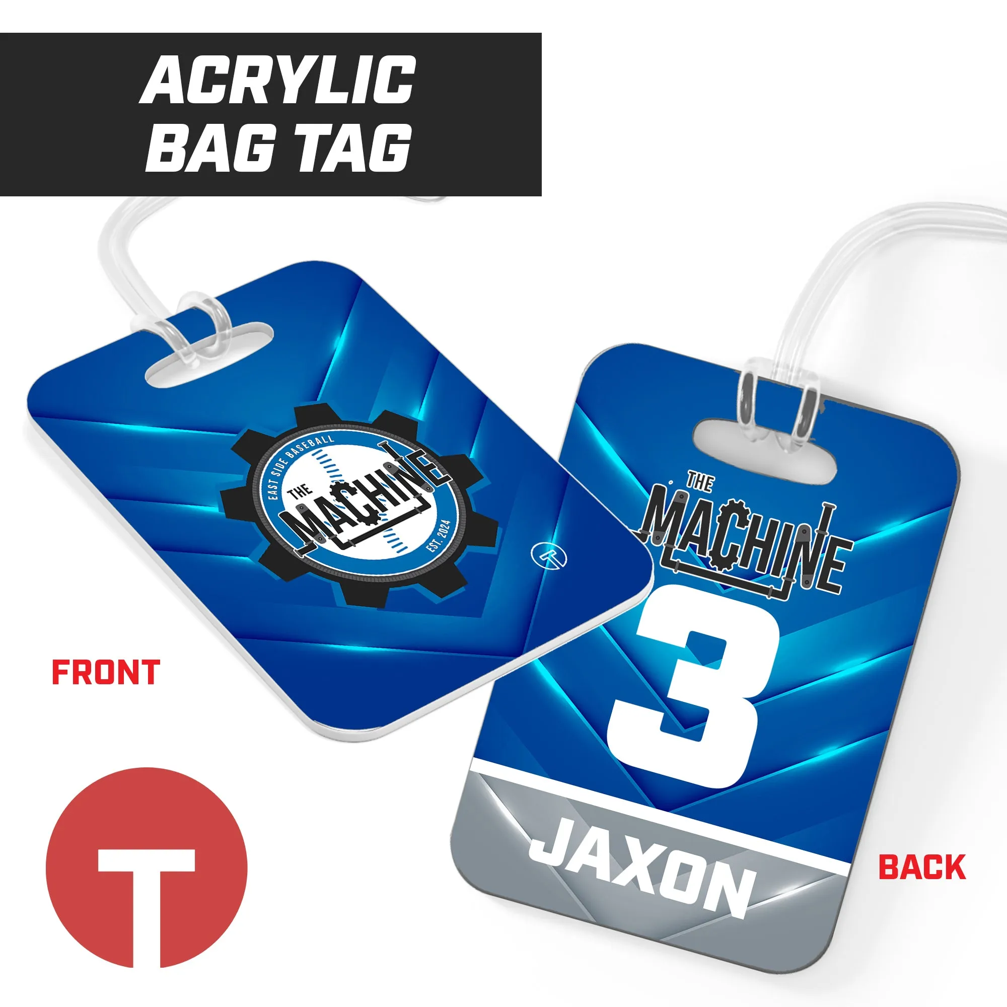 East Side Machine Baseball - Hard Acrylic Bag Tag
