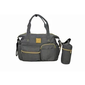 Elphybaby Carry All Nappy Bag with Thermal Milk Bottle Bag - Grey