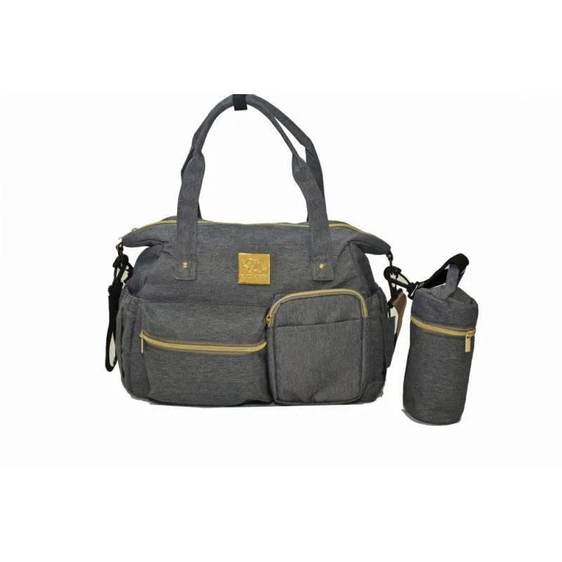 Elphybaby Carry All Nappy Bag with Thermal Milk Bottle Bag - Grey