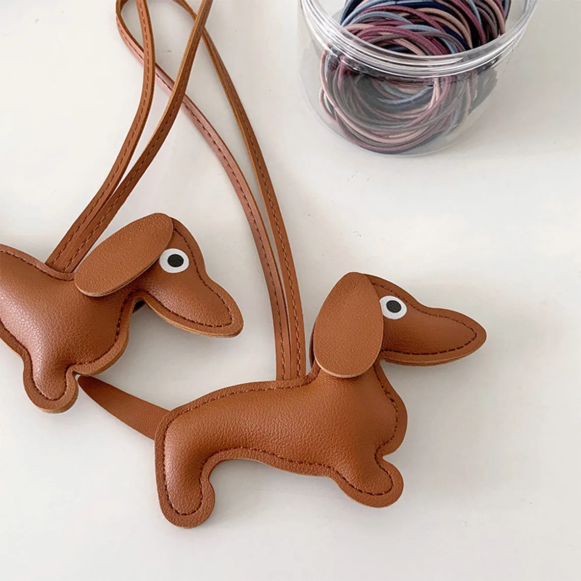 Faux Leather Dachshund Bag Charm
