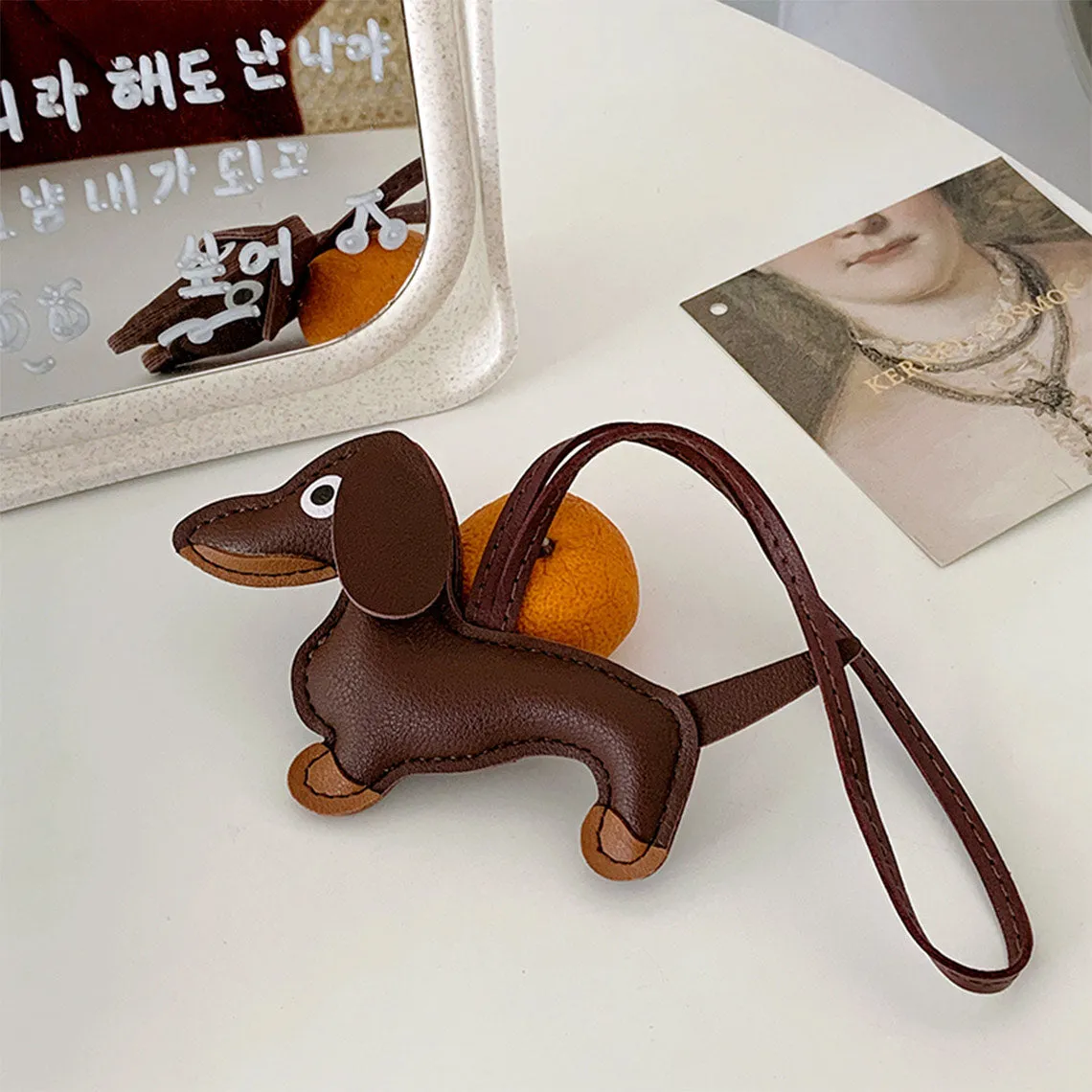 Faux Leather Dachshund Bag Charm