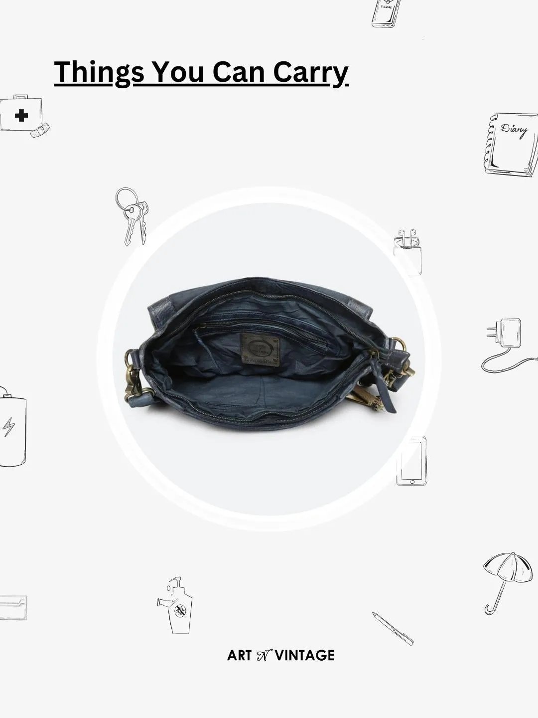 Fresia: Navy Blue Leather Laser Cross Body