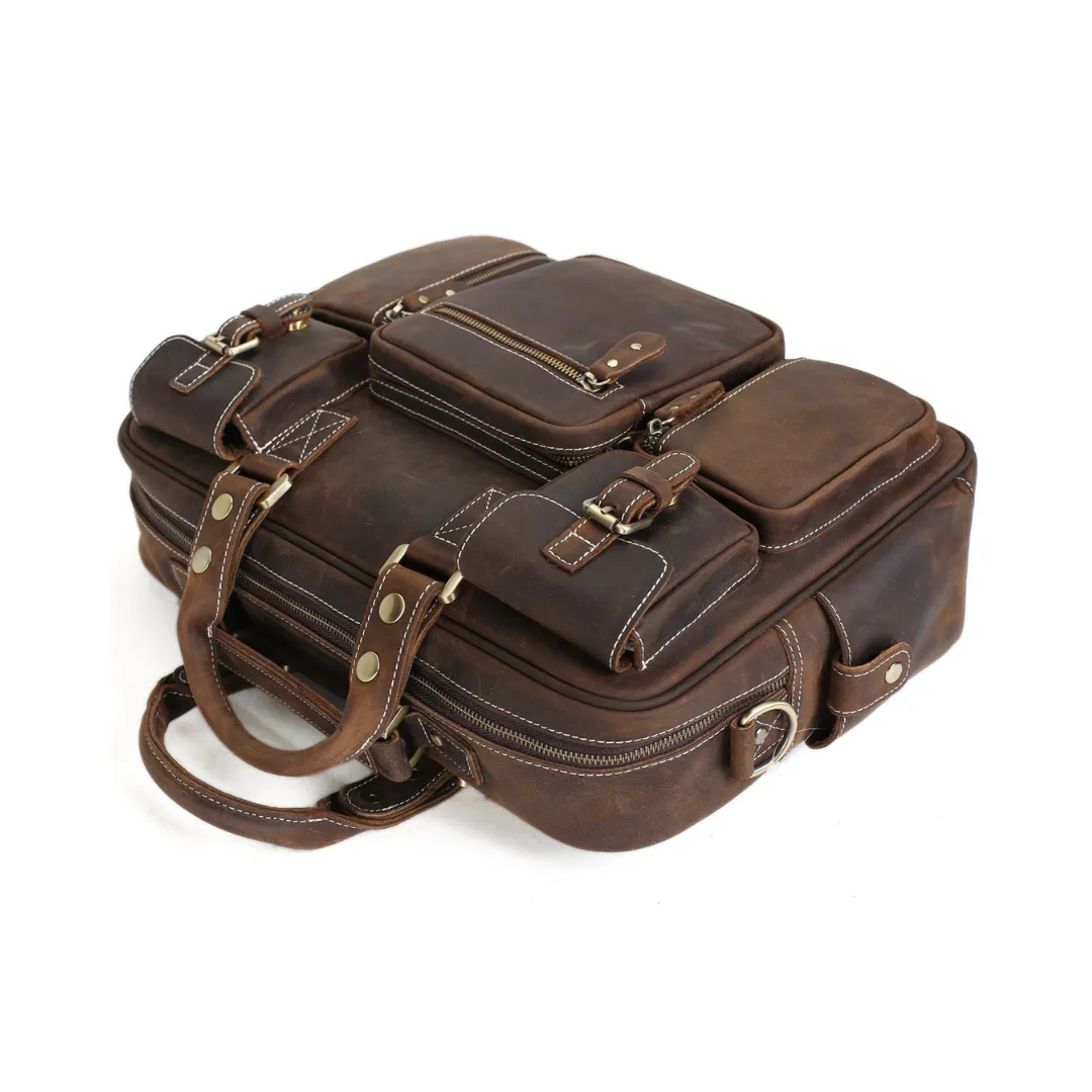 Handmade Vintage Large Genuine Leather Organizer Bag