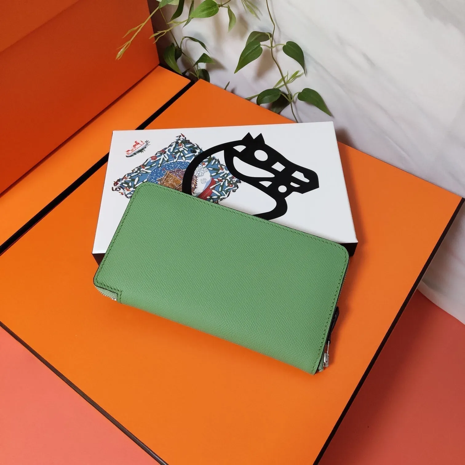 HM Zipper Wallet 20 Green Epsom