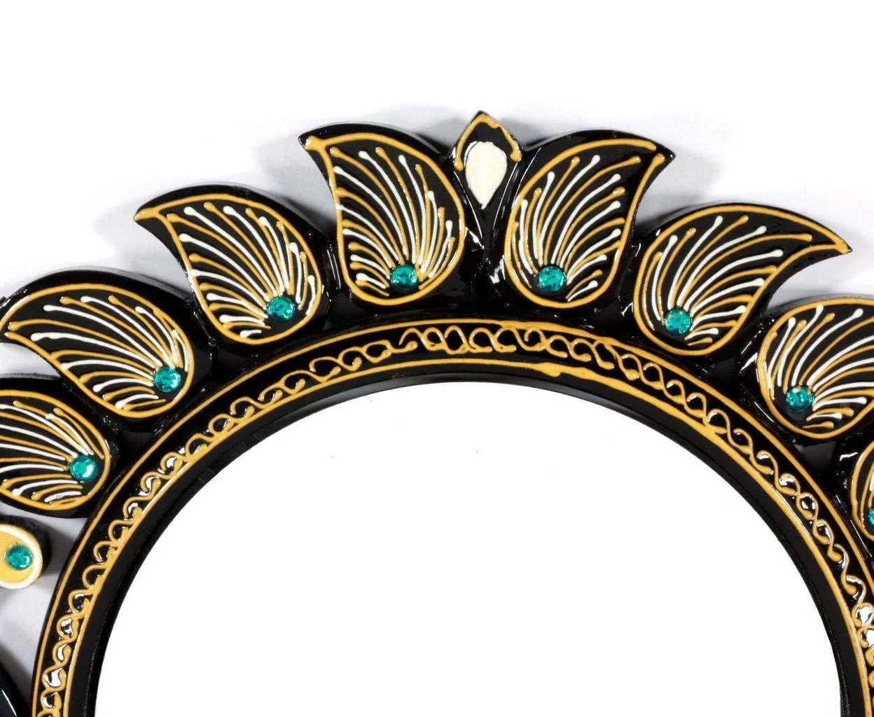 Home and Bazaar Traditional Elegant & Ethnic Designer Unique Wooden Peacock Wall Mirror Frame 18x1x30 Inch