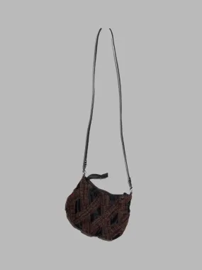 Jean Colonna small brown crosshatch fabric shoulder bag with visible lining