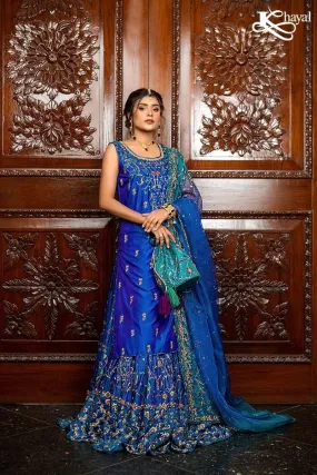 Khayal BY SHAISTA HASSAN - Elecric Blue Lehanga with Organza Dupatta - 3 Piece