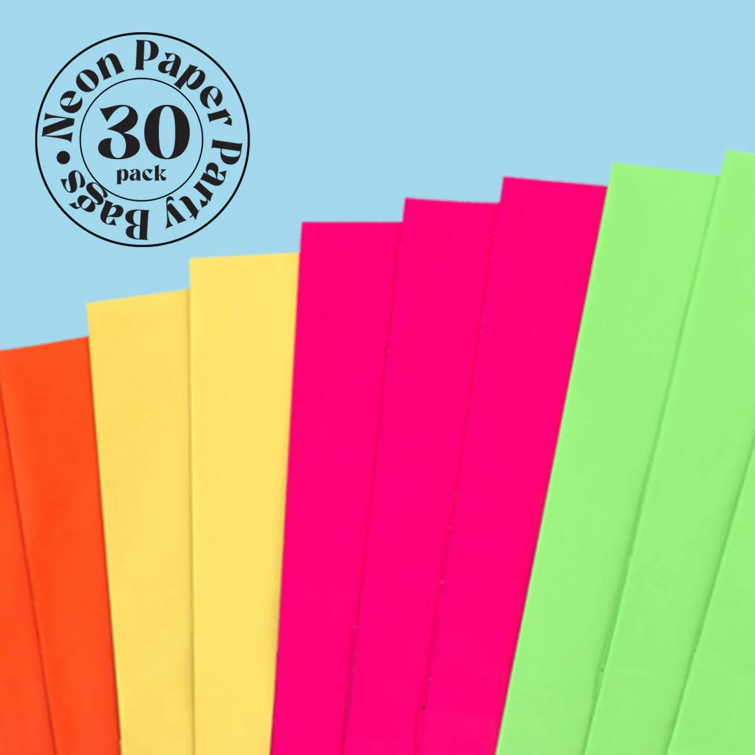 Kicko Neon Assorted Paper Party Bags - 20 Pack - 10.25 Inch - Party Favors, New Moms