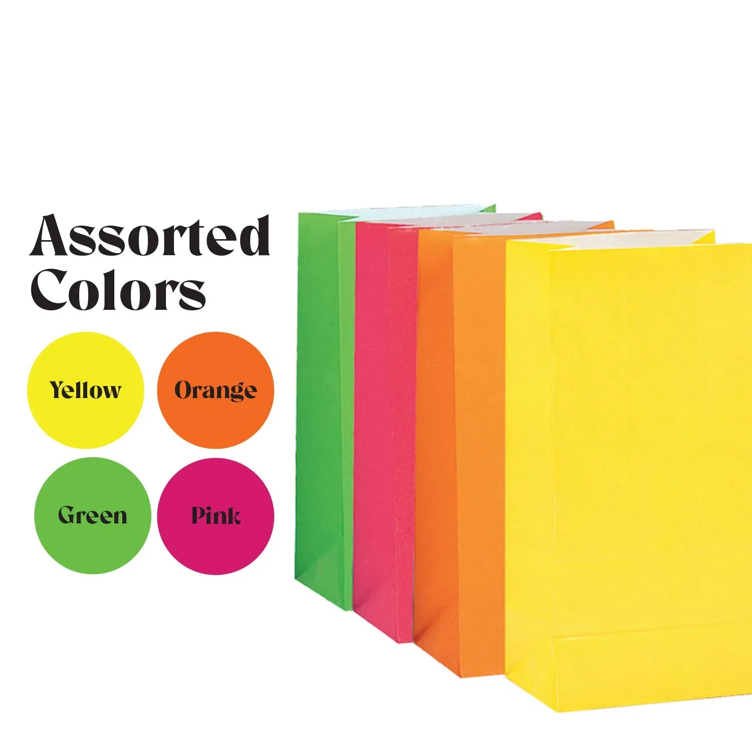 Kicko Neon Assorted Paper Party Bags - 20 Pack - 10.25 Inch - Party Favors, New Moms