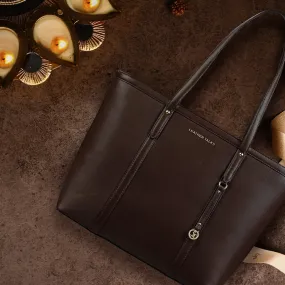Luxury Corporate Diwali Gift | Elegant Tote Bag For Woman |Genuine Leather Handbag for Ladies  | Color- Brown
