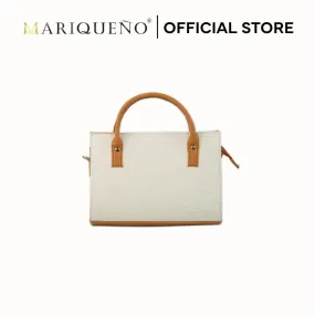 MADELINE Croc Embossed Top Handle Sling Bag in Off White