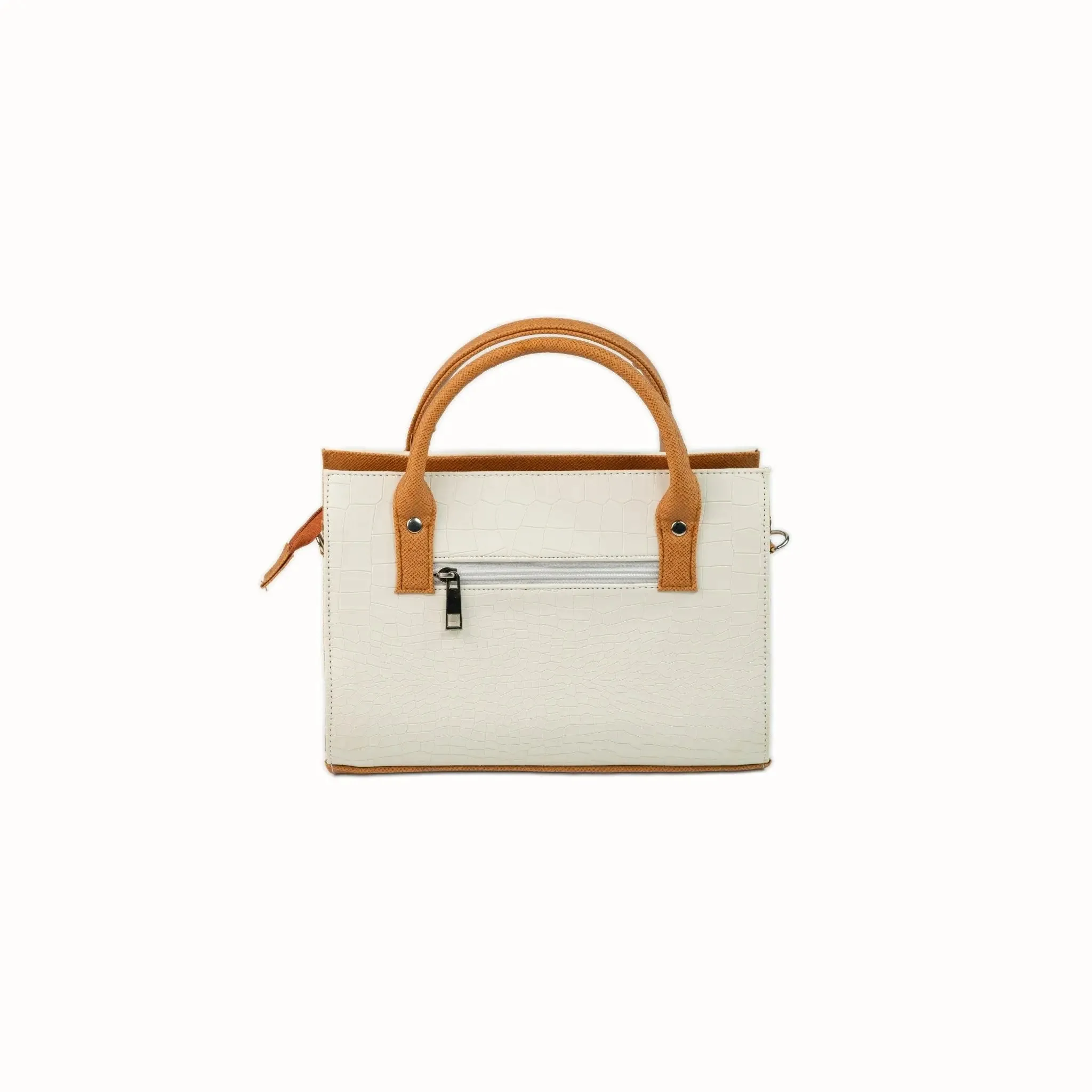 MADELINE Croc Embossed Top Handle Sling Bag in Off White