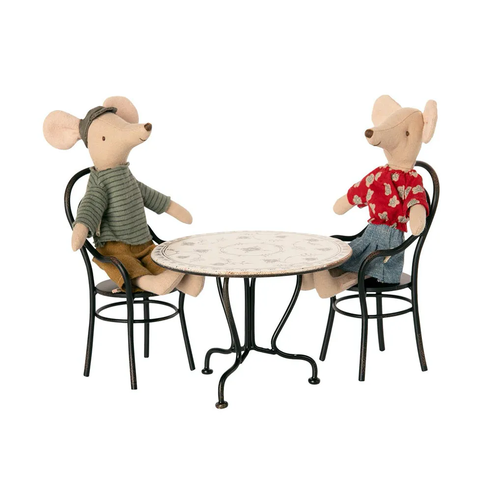 Maileg Dining Table Set with 2 Chairs, Mini