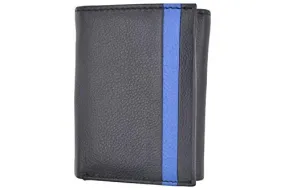 Men's Genuine Soft Leather RFID Trifold Wallet 2 ID Windows & Credit Card Holder Black