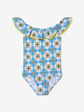 Nessi Byrd Girls Fenty Off Shoulder Swimsuit in Multicolour