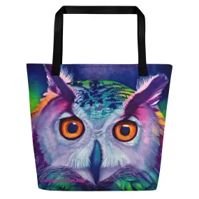 Owl "Hoot" Beach Tote Bag