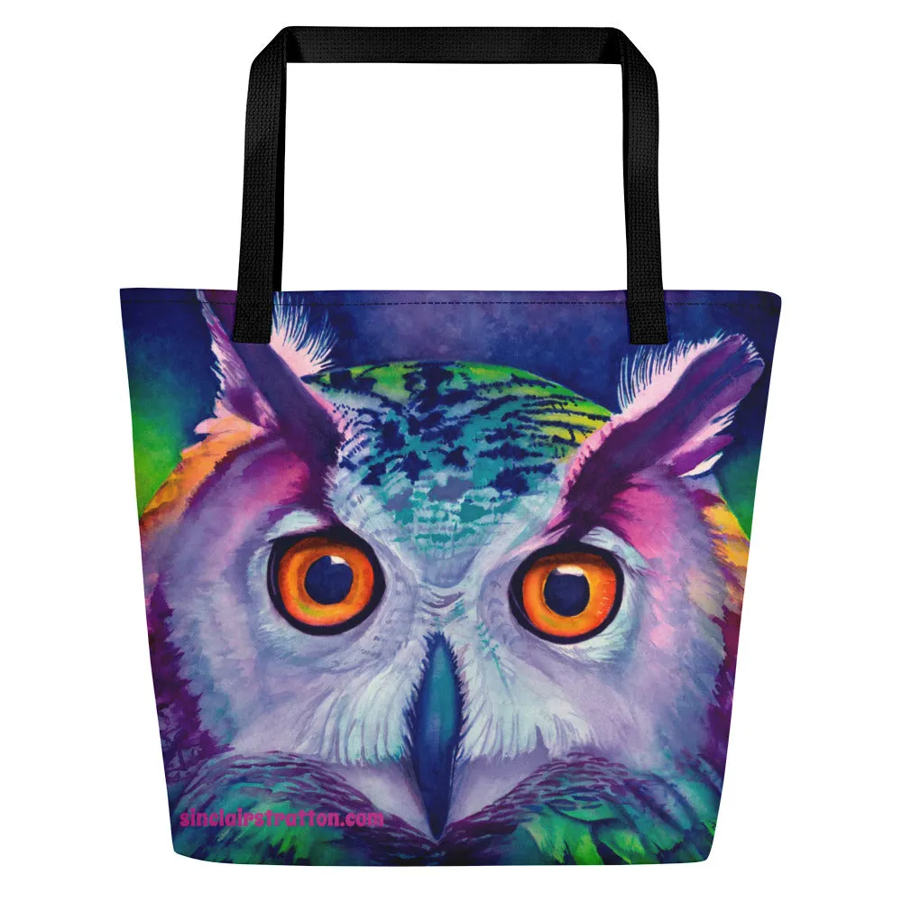 Owl "Hoot" Beach Tote Bag
