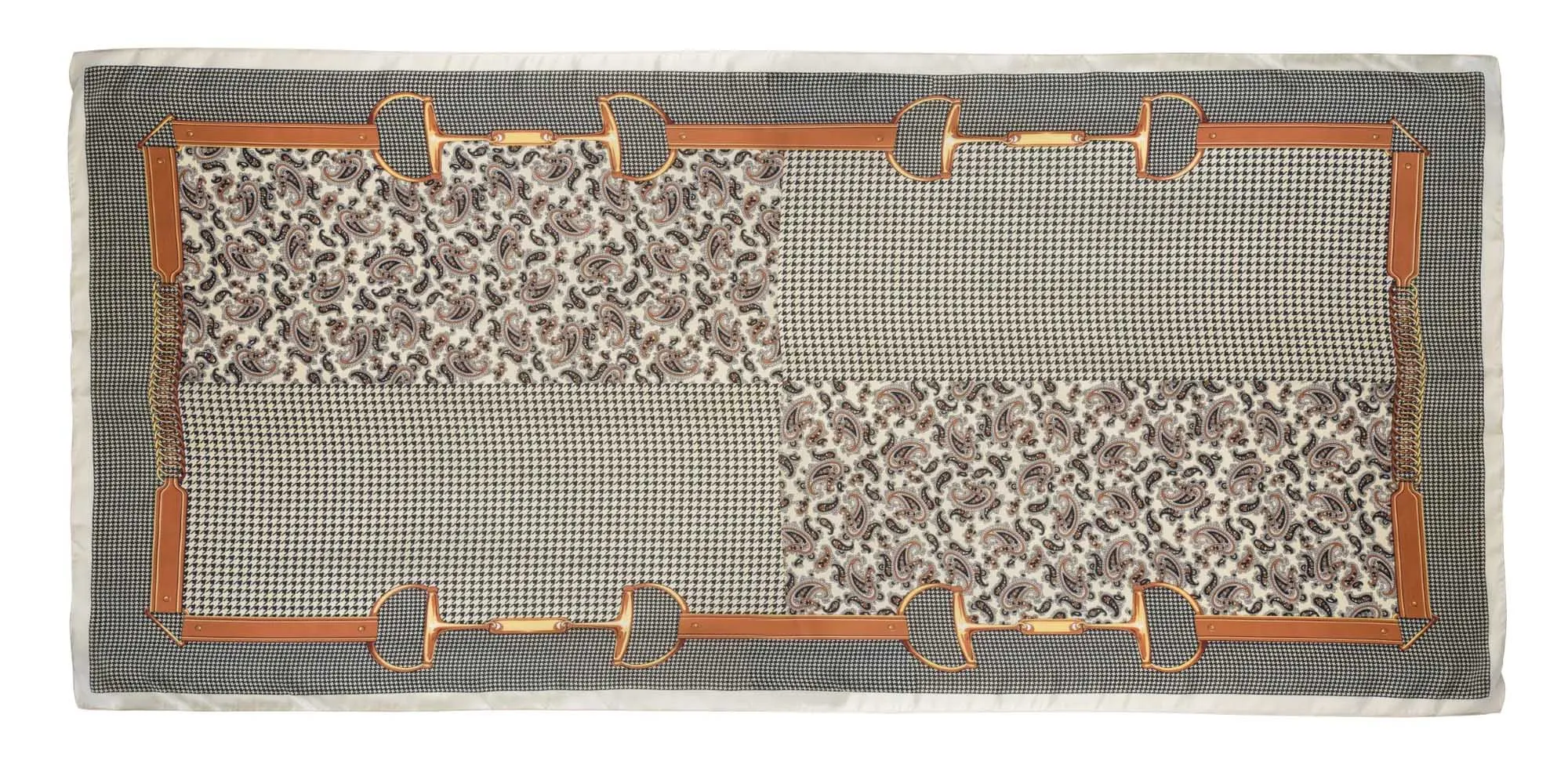 Paisley & Houndstooth Snaffle Bits Silky Scarf