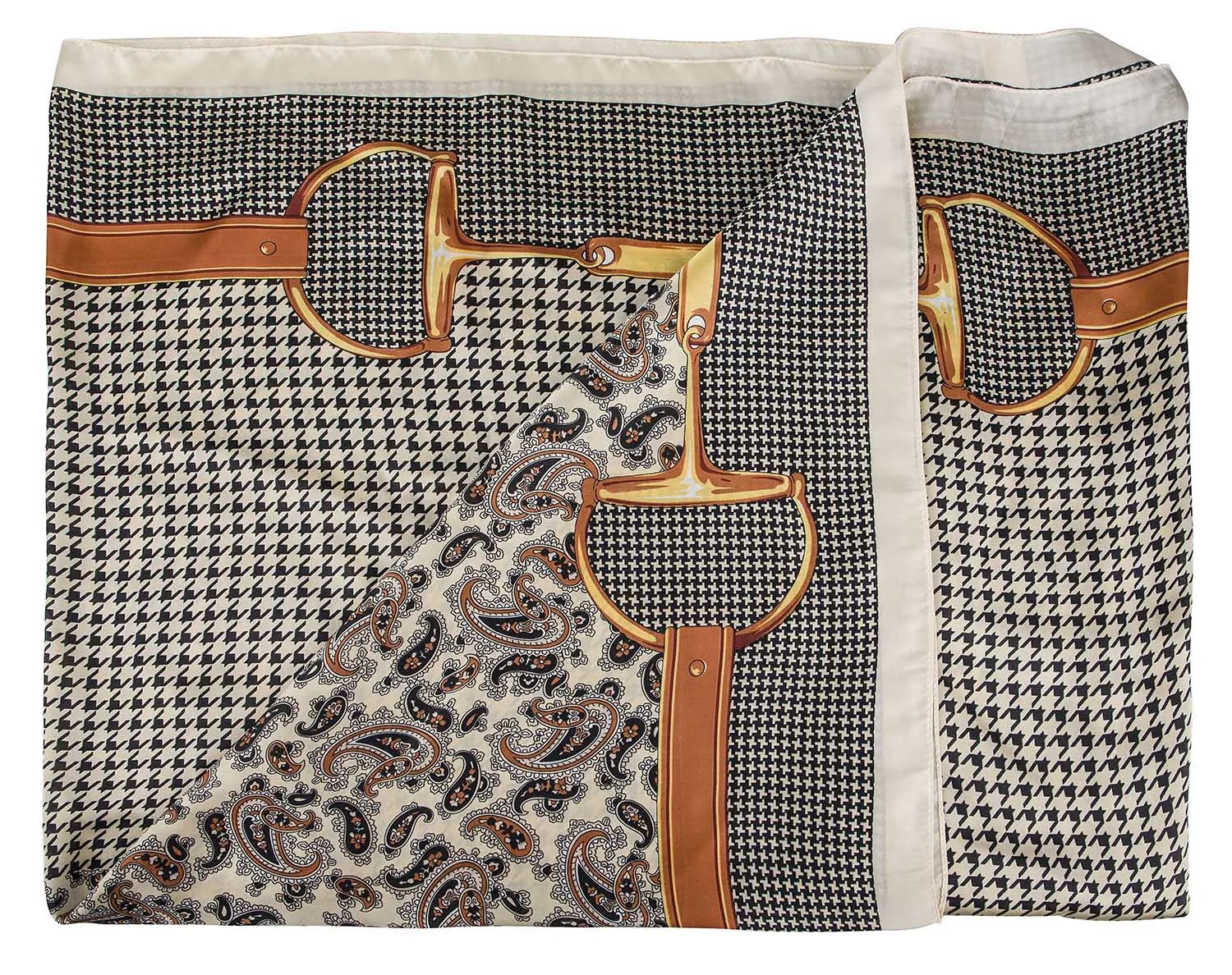 Paisley & Houndstooth Snaffle Bits Silky Scarf
