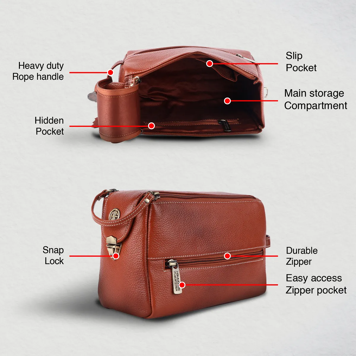 Premium Leather Toiletry Bag For Men And Women
