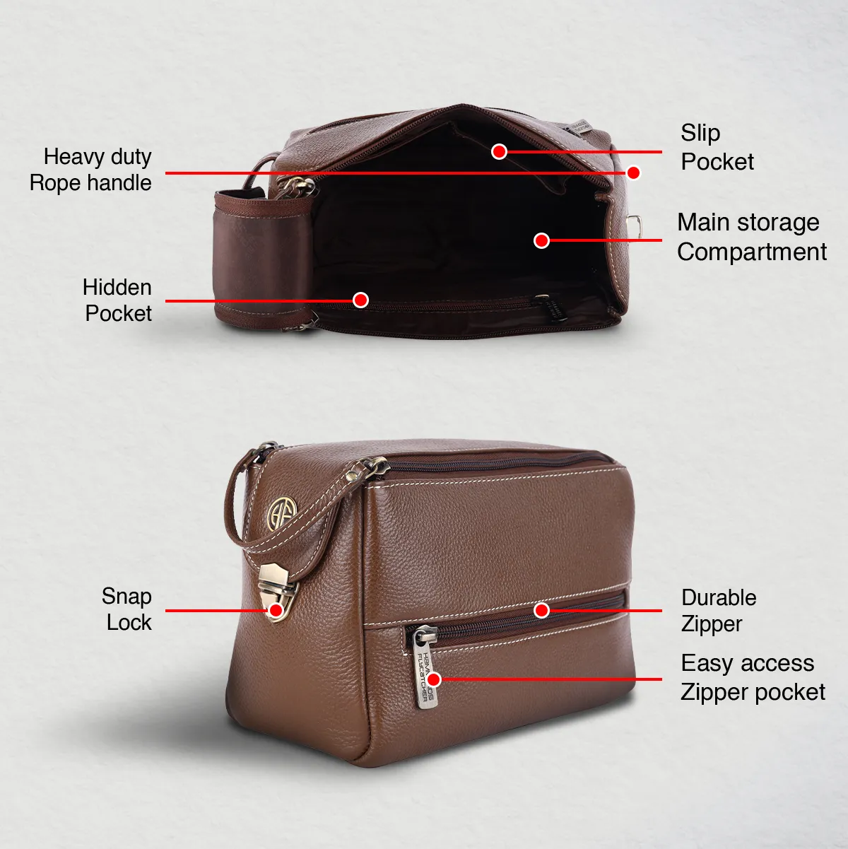 Premium Leather Toiletry Bag For Men And Women